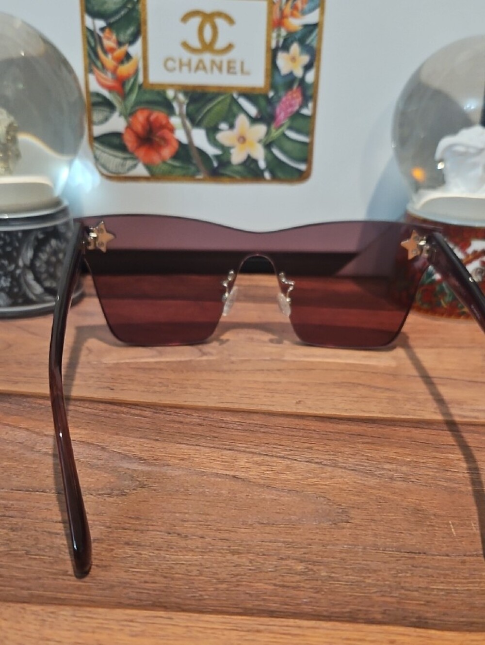Stella McCartney Oversized Shield Sunglasses in Dark Burgundy - Picture 8 of 12